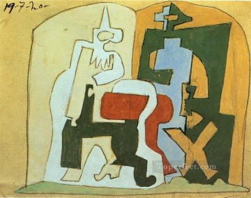 Pierrot et Arlequin Arlequin et Pulcinella III 1920 Cubist Oil Paintings